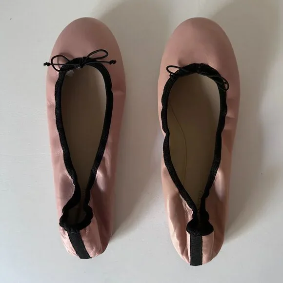 J. Crew Evie Blush Leather Bow Detail Ballet Flats - Picture 6 of 10